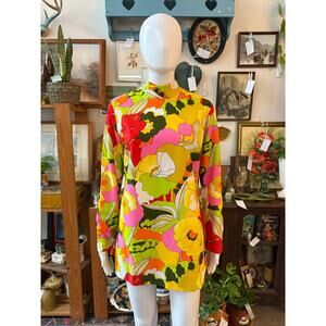 1960s Groovy Floral Micro Mini Dress